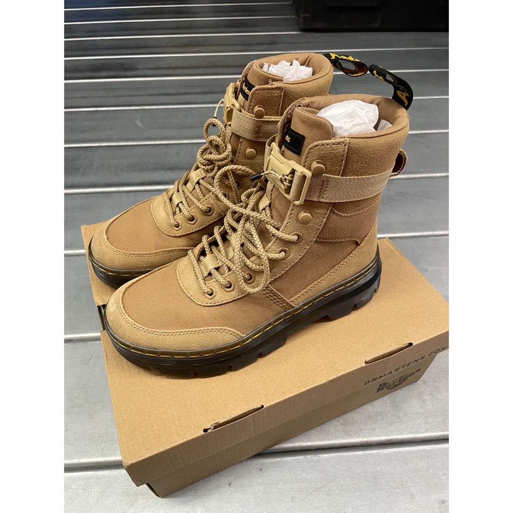 Dr Martens Combs Tech Combat Boots Womens 6 Tan‎ Brown Suede Lace Up